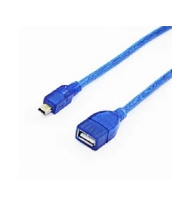 Кабель USB 2.0 AF - Mini-B OTG, 1.5m, прозрачный синий