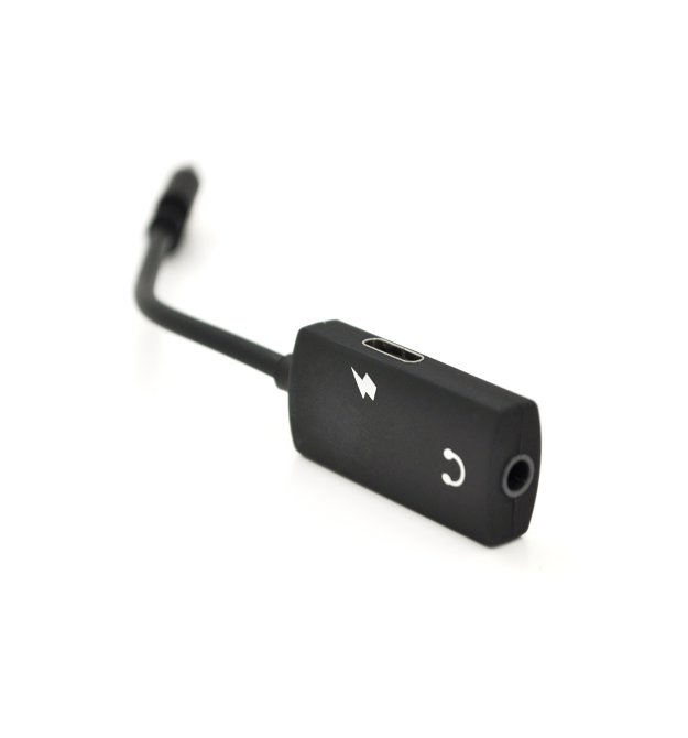 Переходник KIN KY-203 Type-C(M) -Type-C(F) + Jack 3.5mm(F), 5см, Black, Box