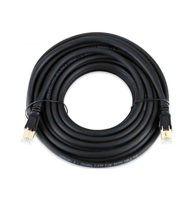 Патч-корд литой VEGGIEG, CCA, SSTP, RJ45, Cat.8, 15m, черный