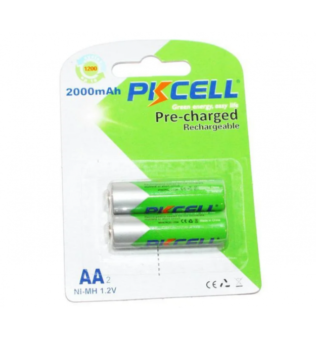 Аккумулятор PKCELL 1.2V AA 2000mAh NiMH Already Charged, 2 штуки в блистере цена за блистер, Q25