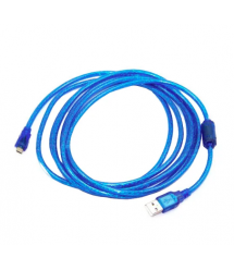 Кабель USB 2.0 (AM - Miсro 5 pin) 1,5м, прозрачный синий, Пакет