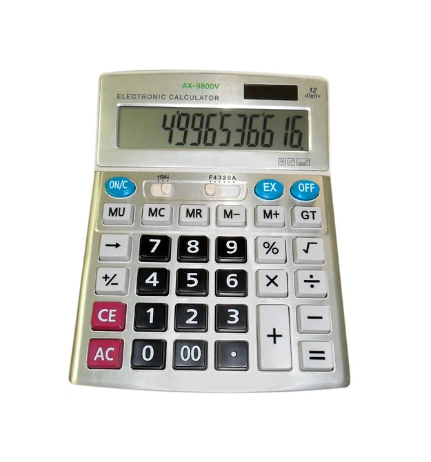 Калькулятор AX 9800V , 31 кнопка, серебристый, размеры 200х155х50, Box