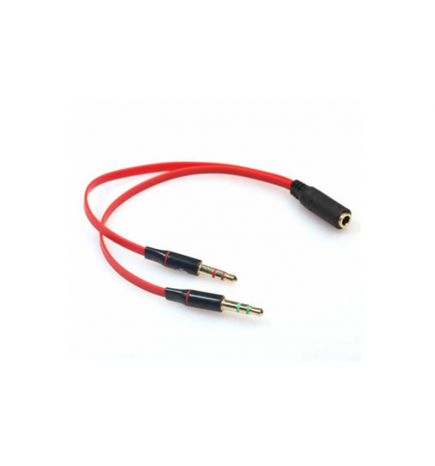 Сплиттер Jack 3.5(мама) -2*Jack 3.5(папа) для наушников и микрофон, круглый, Пакет