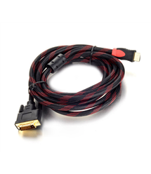 Кабель HDMI (тато)-DVI (тато) 1,5 метра 2 ферита оплетка круглий, Пакет, Q150