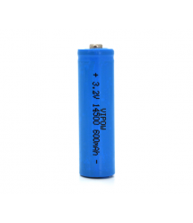 Аккумулятор 14500 Lifepo4 Vipow IFR14500 TipTop, 600mAh, 3.2V, Blue Q50 - 500