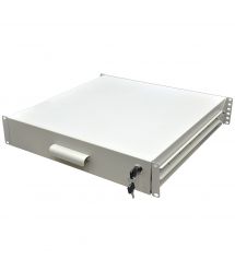 Скринька висувна для документів 19" з замком, 2U 450 глибина, сірий