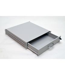 Скринька висувна для документів 19" з замком, 2U 450 глибина, сірий