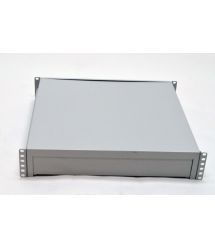 Скринька висувна для документів 19" з замком, 2U 450 глибина, сірий