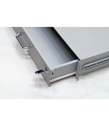 Скринька висувна для документів 19" з замком, 2U 450 глибина, сірий