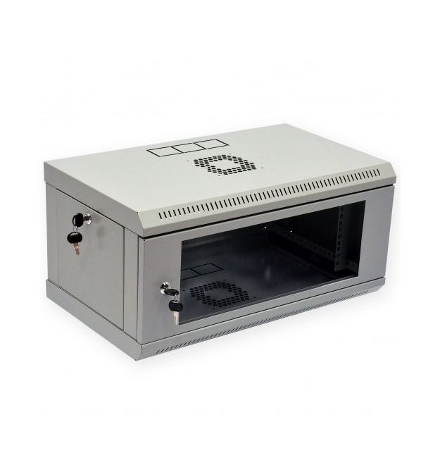 Шафа 4U, 600х350х284 мм (Ш * Г * В), економ, акрилове скло, сіра