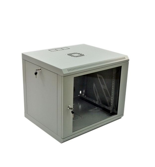 Шафа 9U, 600х500х507 мм (Ш * Г * В), економ, акрилове скло, сіра