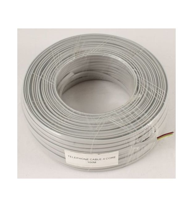 Телефонный кабель 4-жилы., плоский, медный, серый
