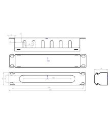 Кабельный организатор 10", 1U, перфорированный