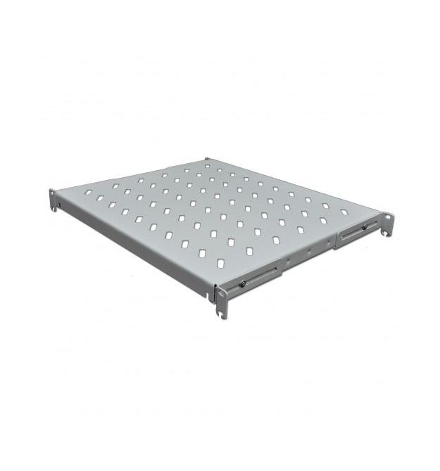Полка 19" 4 точки кріпл., 400мм глиб., перфорована, сталь, 1,5 мм , сіра
