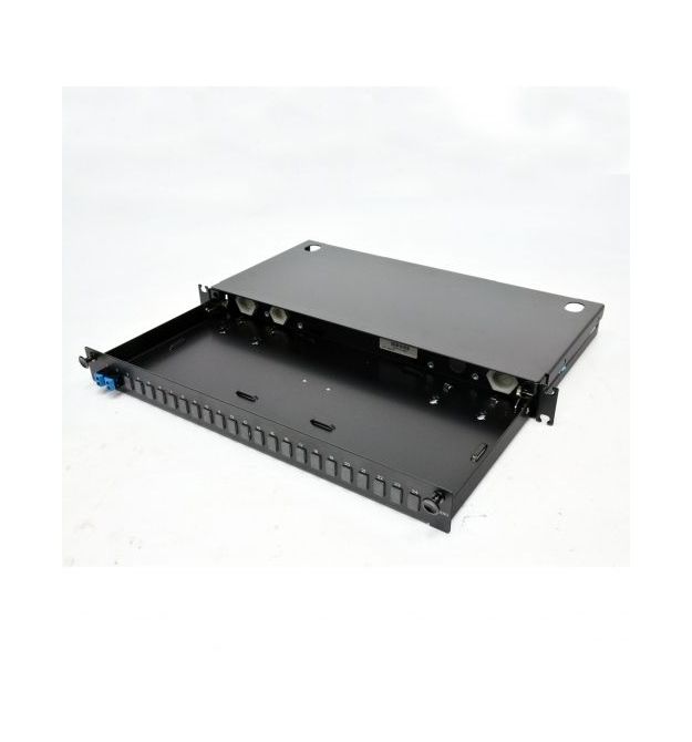 Патч-панель оптическая выдвижная, 2xLC Duplex адаптеры, SM, 1U, черная, Corning