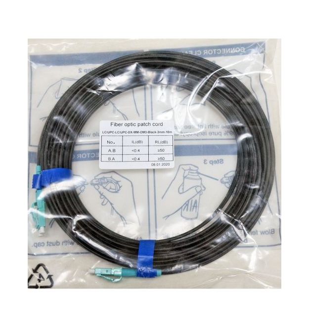 Патчкорд LC-UPC-LC-UPC MM (G50-OM3), 10 м, черный Duplex .