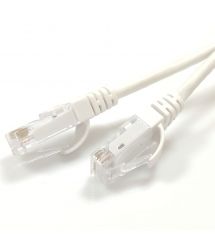 Патч-корд кат. 6, 26AWG Slim, D4мм, RJ45-RJ45, белый, 1 м, U-UTP, LSZH, Corning