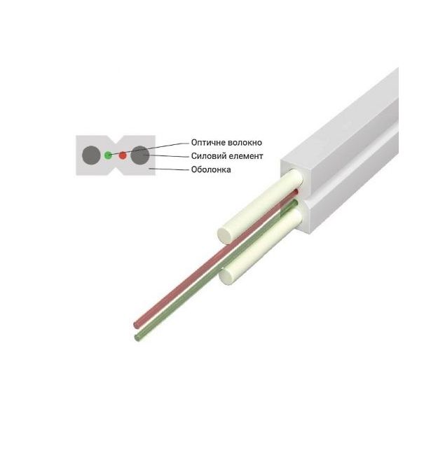 Кабель FTTH MB FRP абонентского доступу, J-A-N(2ZM)H, 2E9-125, G.657.A1, універсальний, діелектричний, 500Н, FRNC, 1000м