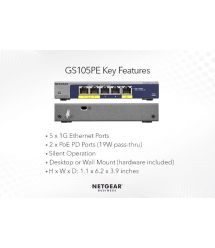 NETGEAR Коммутатор GS105GE 5xGE, неуправляемый