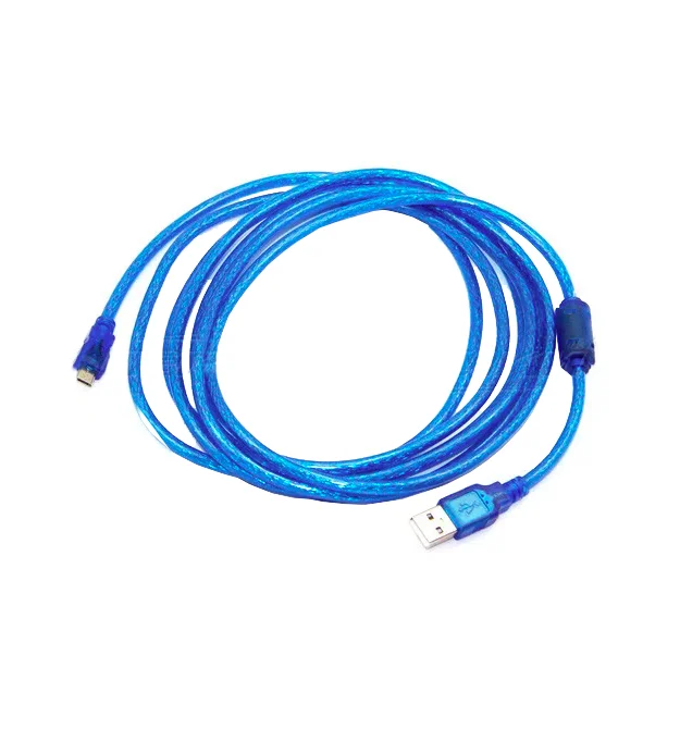 Кабель USB 2.0 (AM - Miсro 5 pin) 5м, прозрачный синий, Пакет
