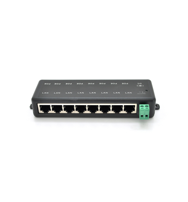 8-портовый POE-инжектор питания, с 8xRJ45 портами Ethernet 10 - 100Мбит - с, IEEE802.3af - at, 12-48V, PIN45+ - 78-