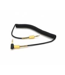 Кабель VEGGIEG AWS-2 AUX Audio DC3.5 папа-папа 1.0м, GOLD Stereo Jack, (круглый) Black cable, Пакет