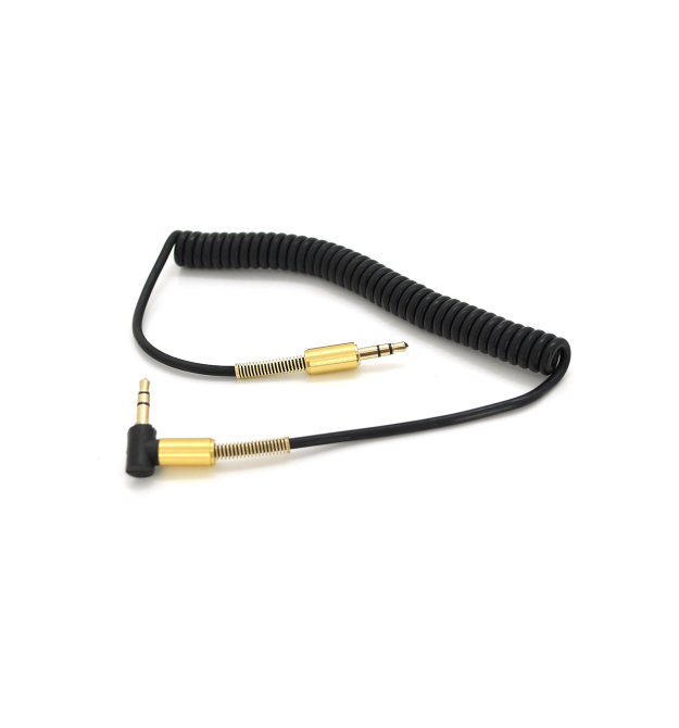 Кабель VEGGIEG AWS-2 AUX Audio DC3.5 папа-папа 1.0м, GOLD Stereo Jack, (круглый) Black cable, Пакет