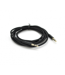 Кабель VEGGIEG AB-1 AUX Audio DC3.5 папа-папа 1.0м, GOLD Stereo Jack, оплетка, (круглый) Black cable, Пакет