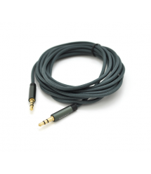 Кабель VEGGIEG AB-3 AUX Audio DC3.5 папа-папа 3.0м, GOLD Stereo Jack, оплетка, (круглый) Black cable, Пакет