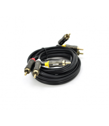 Кабель VEGGIEG AV301 Audio-Video 3хRCA (папа) - 3хRCA (папа), GOLD connector, круглый, Black, 1,5 м, Пакет