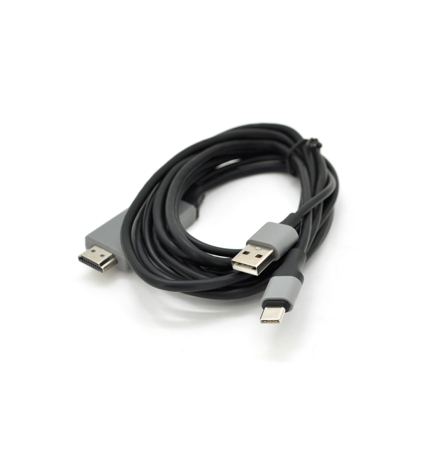 Конвертер MHL Type-C (папа) + USB (папа) - HDMI(папа) 2.0м, Black, 4K - 2K, BOX