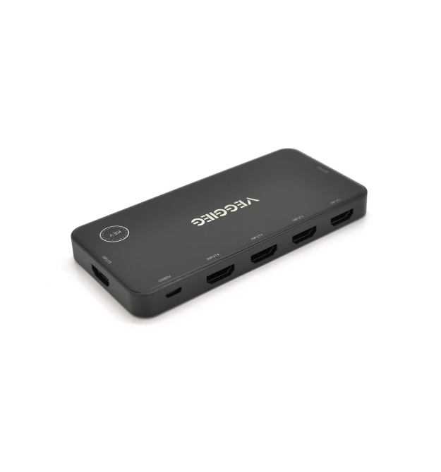 HDMI свич VEGGIEG V-HD05 4k x 2k, 5 x 1 портов, с USB-кабелем и пультом дистанционного управления, Black, Blister