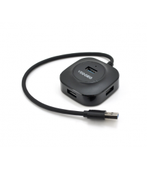 Хаб VEGGIEG V-U3401 USB 3.0 4 порта, 480Mbts, питание от USB, Black, 0,3m, Box