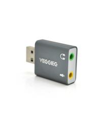 Контроллер VEGGIEG US3-B, USB-sound card (7.1), Grey, Blister-Box
