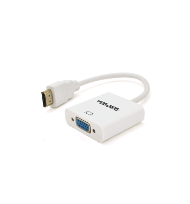 Конвертер VEGGIEG H-V1W HDMI (папа) на VGA(мама) 25cm, White, Пакет