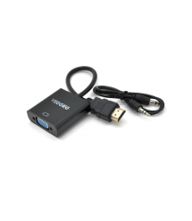 Конвертер VEGGIEG H-V2B HDMI (папа) на VGA(мама) + Audio, 25cm, Black, Пакет