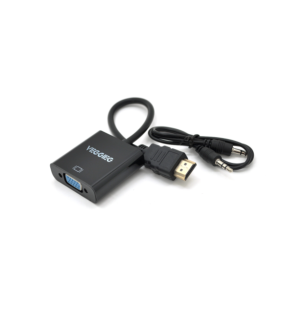 Конвертер VEGGIEG H-V2B HDMI (папа) на VGA(мама) + Audio, 25cm, Black, Пакет