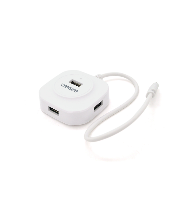 Хаб VEGGIEG V-C242 Type-C, 4 порта USB 2.0, 20 см, White, Box