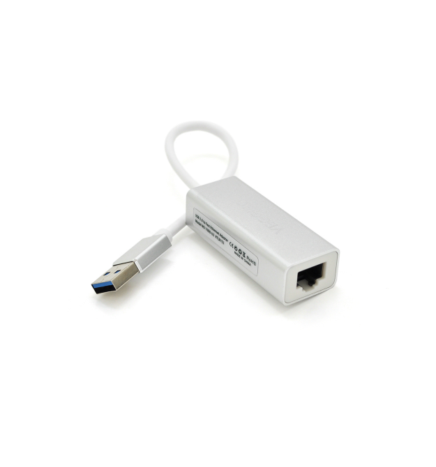 Контроллер USB 3.0 to Ethernet VEGGIEG U3-S02 - Сетевой адаптер 100 - 1000Mbps с проводом, RTL-8152B, White, Metal, Blister-Box