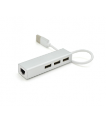 Контроллер USB 2.0 to Ethernet VEGGIEG U2-3U-S - Сетевой адаптер 10 - 100Mbps с проводом, RTL-8152B+FE2.2S + 3 порта USB2.0, Whi