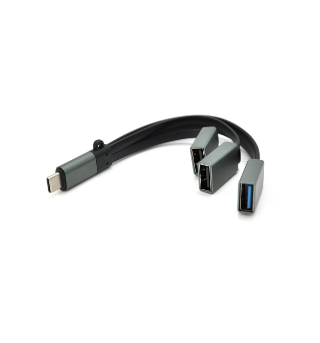 Переходник VEGGIEG TC-301 USB3.0(AF) + USB2.0(AF) + USB2.0(AF) OTG - Type-C(M), Black, Пакет