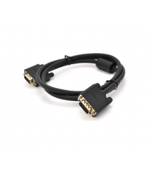Кабель VEGGIEG VG-1 VGA 3+6, 1m, male to male (папа-папа), OD-6.5mm, 1 феррит, круглый Black, коннектор Gold, Пакет