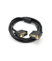 Кабель VEGGIEG VG-1.5 VGA 3+6, 1,5m, male to male (папа-папа), OD-6.5mm, 1 феррит, круглый Black, коннектор Gold, Пакет