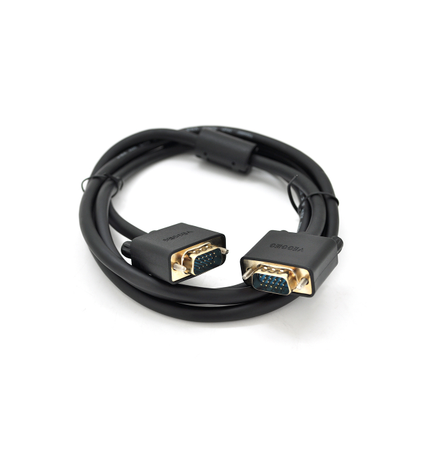 Кабель VEGGIEG VG-1.5 VGA 3+6, 1,5m, male to male (папа-папа), OD-6.5mm, 1 феррит, круглый Black, коннектор Gold, Пакет
