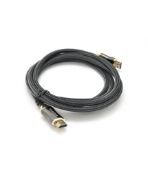 Кабель VEGGIEG HX-3 HDMI-HDMI 2K * 4K, 3.0m, v2,0, OD-7.0mm, круглый, оплетка, Black, коннектор Black-Gold, Пакет