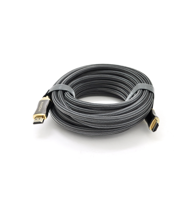 Кабель VEGGIEG HX-8 HDMI-HDMI 2K * 4K, 8.0m, v2,0, OD-8.0mm, круглый, оплетка, Black, коннектор Black-Gold, Box