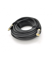 Кабель VEGGIEG HX-15 HDMI-HDMI 2K * 4K, 15.0m, v2,0, OD-8.0mm, круглый, оплетка, Black, коннектор Black-Gold, Box