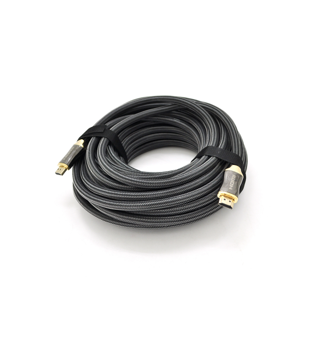 Кабель VEGGIEG HX-15 HDMI-HDMI 2K * 4K, 15.0m, v2,0, OD-8.0mm, круглый, оплетка, Black, коннектор Black-Gold, Box
