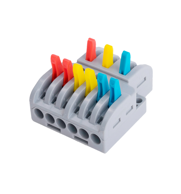 Клеммная колодка с нажимными зажимами 3х6-провода LT-633 для распределительных коробок, 450V - 32A, cерая