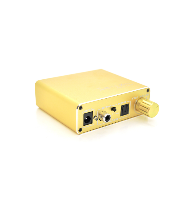 Активный конвертер VEGGIEG F102 с цифрового (SPDIF) в аналоговый (RCA) аудио сигнал, регулировка звука, Gold